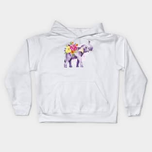 elephant and flowers Kids Hoodie